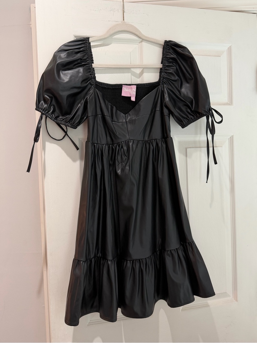 Sincerely Ours Leather Babydoll Dress
